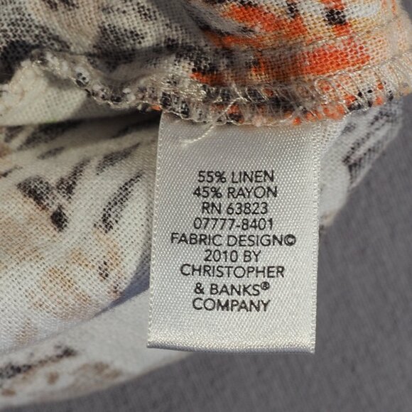 CJ Banks Shirt Womens X Plus 14W Patchwork Hawaiian Coastal Beach Loose Linen - Picture 10 of 11